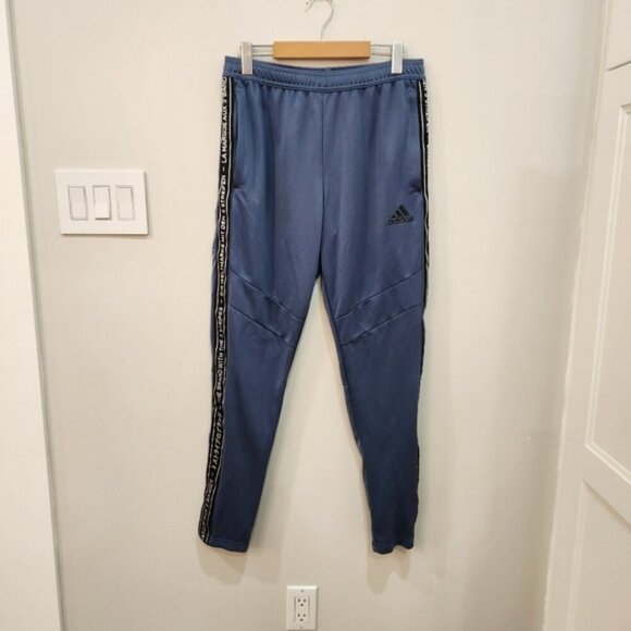 Rare Adidas Pants Mens M Blue Climacool Fleece Scally Trackies Joggers - Picture 1 of 16